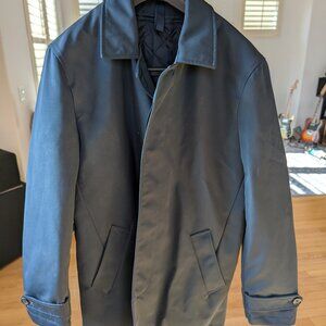 Italian Navy Rain Mac Coat | Size 38 (S) | Removable Liner